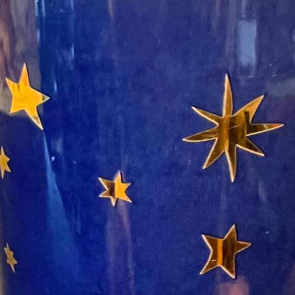 Sakura GALAXY BLUE 14k Gold Stars & Accents Cobalt Blue Fine Porcelain Cup Mug - Picture 15 of 15